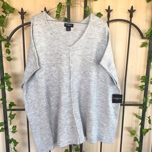 Liz Claiborne Sweater 2X Woman Plus Sz Oversized Knit Top Gray Silver Thread New